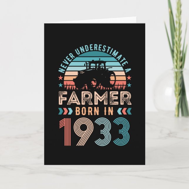 Tarjeta Granjero nacido en 1933 90th Birthday Farming Gift (Anverso)