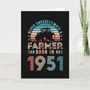 Tarjeta Granjero nacido en 1951 70º cumpleaños Regalo agrí