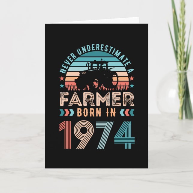 Tarjeta Granjero nacido en 1974 50º cumpleaños Regalo agrí (Anverso)