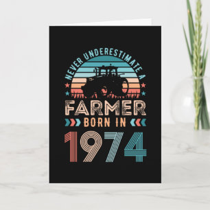 Tarjeta Granjero nacido en 1974 50º cumpleaños Regalo agrí