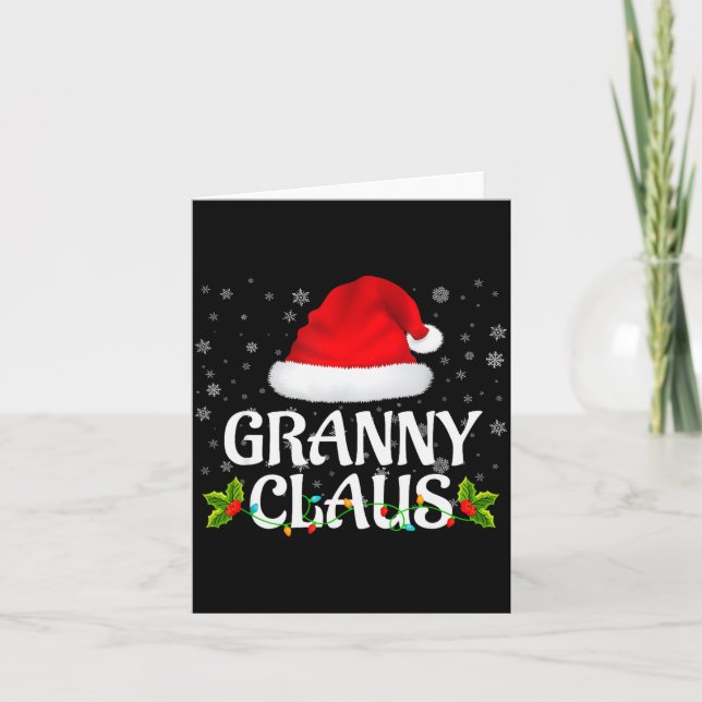 Tarjeta Granny Claus Christmas Lights Santa Pajama Family  (Anverso)