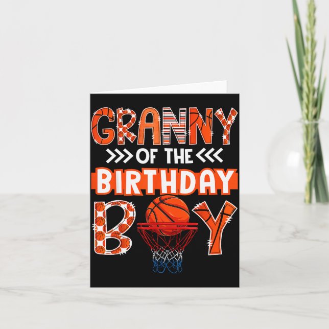 Tarjeta Granny Of The Birthday Boy Basketball Lover Matchi (Anverso)