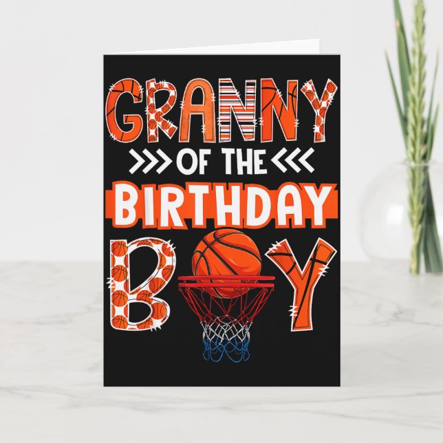 Tarjeta Granny Of The Birthday Boy Basketball Lover Matchi (Anverso)