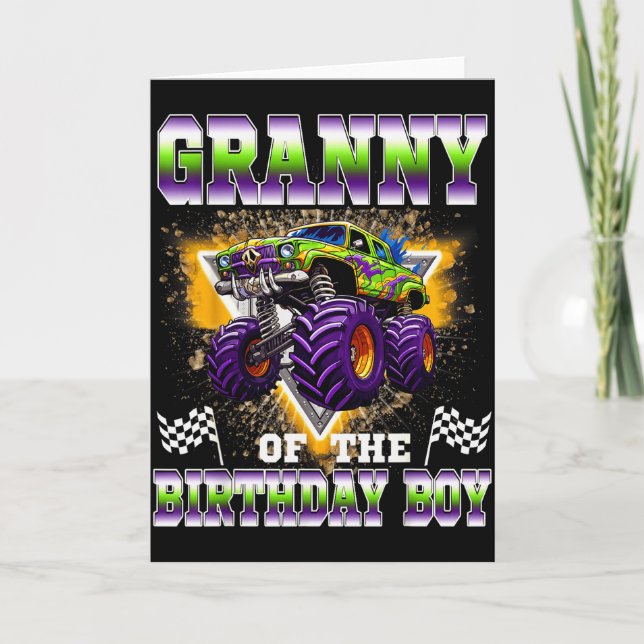 Tarjeta Granny Of The Birthday Boy Monster Truck Birthday  (Anverso)