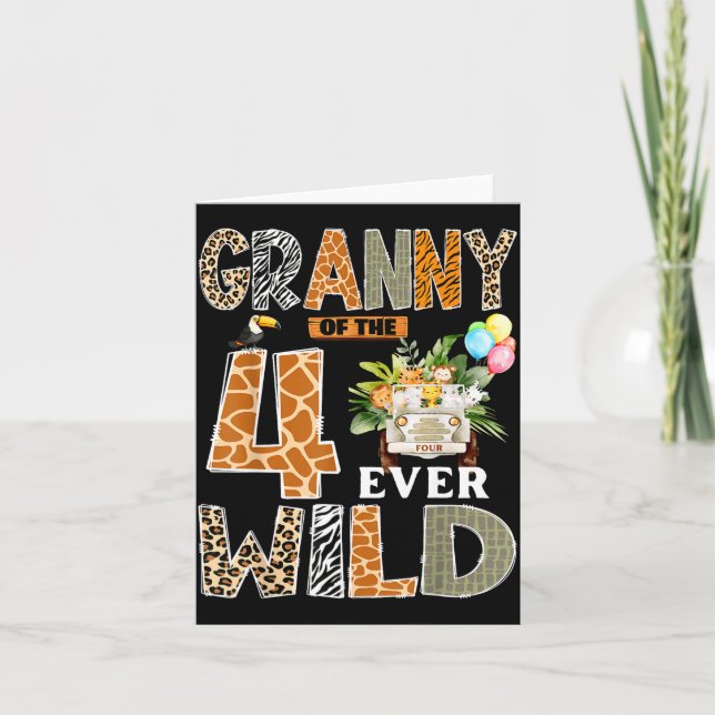 Tarjeta Granny Of The Four Ever Wild Safari 4th Birthday B (Anverso)