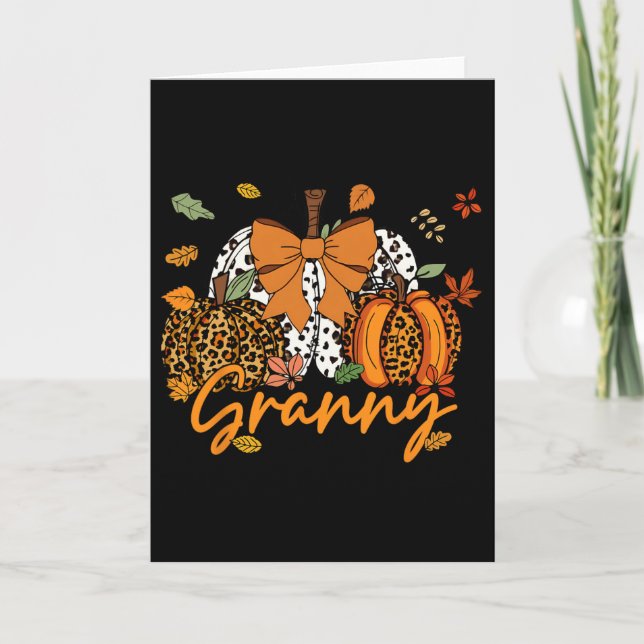 Tarjeta Granny Thankding Leopard Pumpkin Coquette Bow M (Anverso)