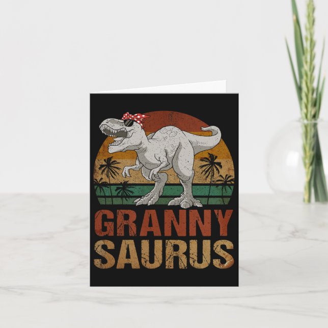 Tarjeta Grannysaurus T Rex Dinosaur Granny Saurus Retro Mo (Anverso)