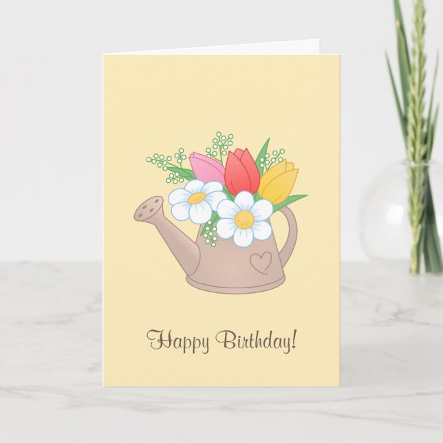 Tarjeta Grano de agua de jardín con flores - Feliz cumplea (Anverso)