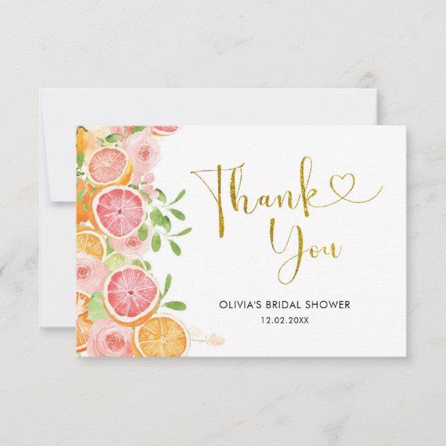Tarjeta Grapefruit Citrus Bridal Shower (Anverso)