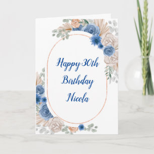 Tarjeta Grasa Boho Blue Pampas