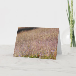 Tarjeta Grasa morada y flores silvestres