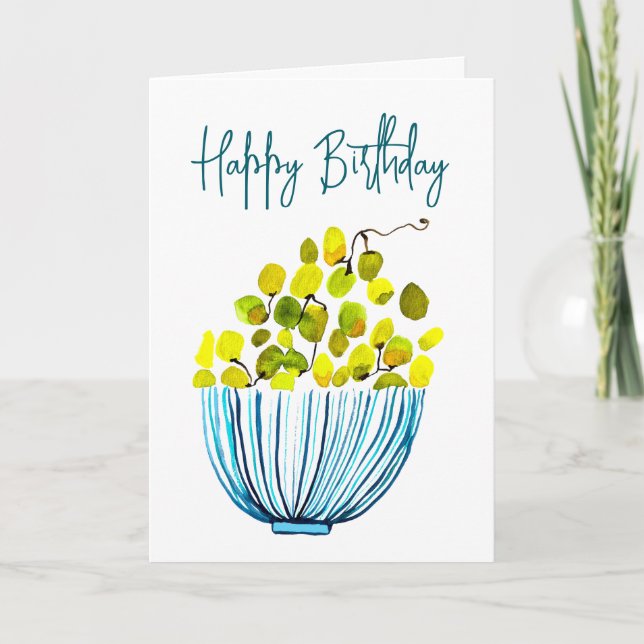 Tarjeta Grasas acuarela linda fruta (Anverso)