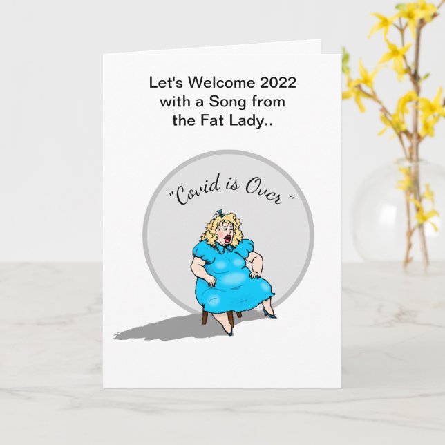 Tarjeta Grasas divertidas cantando el año 2022 (flor amarilla)