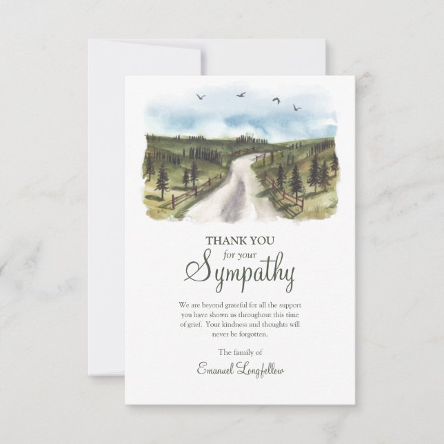 Tarjeta Grassy Road Sympathy (Anverso)