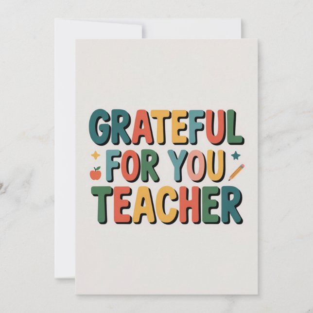 Tarjeta Grateful for You Teacher Appreciation (Anverso)