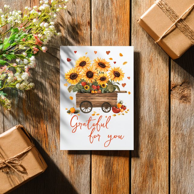 Tarjeta Grateful Harvest Cart Thanksgiving Card (Subido por el creador)