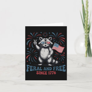 Tarjeta Gratis Y Feral Desde 1776 Funny Raccoon Patriótico