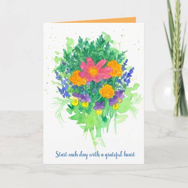 Tarjeta Gratitud Alentar palabras positivas de Bouquet (Anverso)