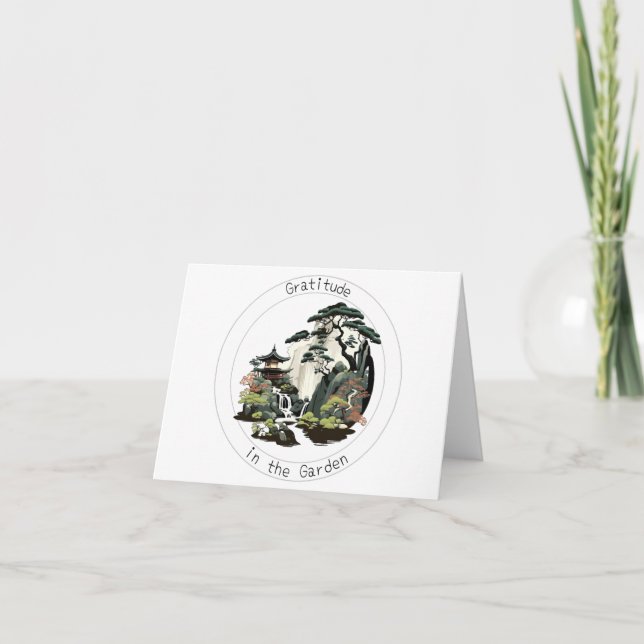 Tarjeta Gratitud en el jardín - Un diseño de jardín japoné (Anverso)