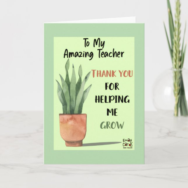 Tarjeta Gratitude for the Teacher Card (Anverso)