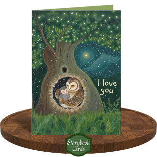 Tarjeta Gratitude Owen Parent Child Cuddle Moon Forest Lov