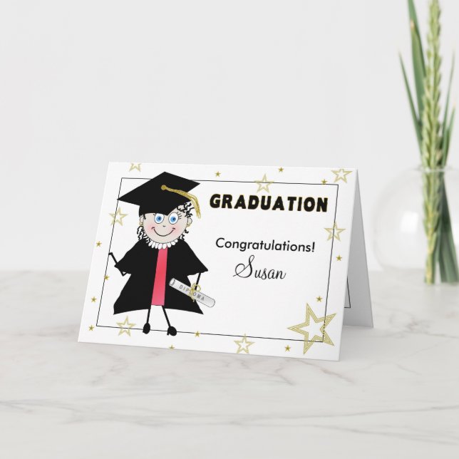 Tarjeta GRATULACIONES DE GRADUACIÓN - Graduado Oído Brilla (Anverso)