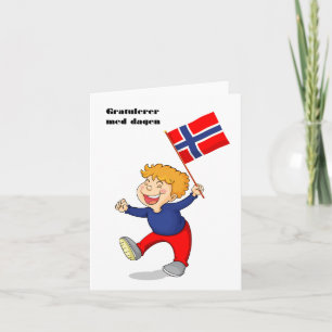 Tarjeta Gratulerer med dagen, cumpleaños feliz noruego