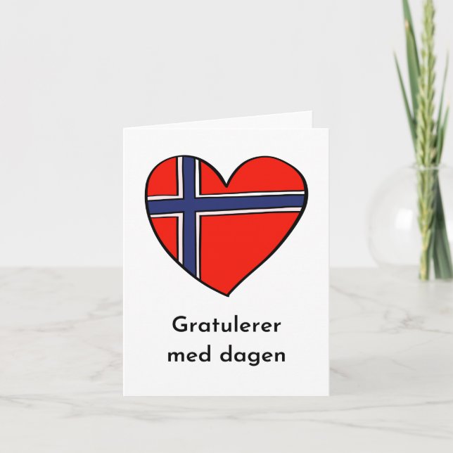 Tarjeta Gratulerer med dagen, cumpleaños feliz noruego (Anverso)