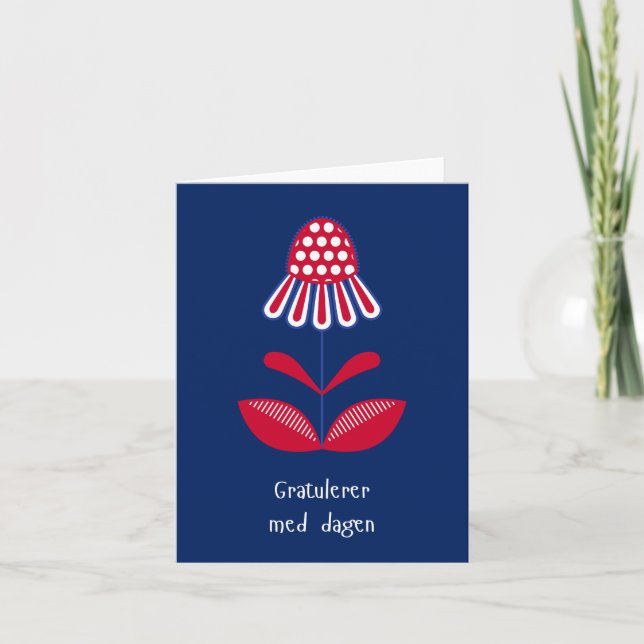 Tarjeta Gratulerer med dagen, cumpleaños noruego (Anverso)