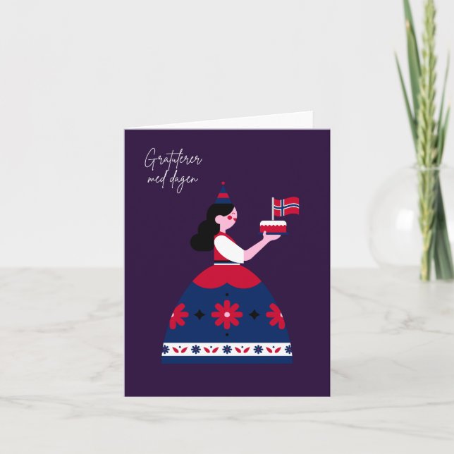 Tarjeta Gratulerer med dagen, cumpleaños noruego (Anverso)