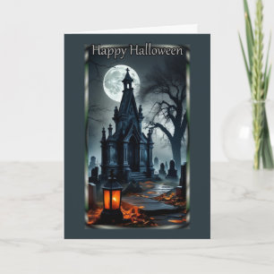 Tarjeta Graveyard Mausoleum Halloween Card