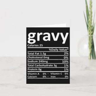 Tarjeta Gravy Nutrition Facts Fun Acción de Gracias Navida