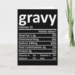 Tarjeta Gravy Nutrition Facts Fun Acción de Gracias Navida