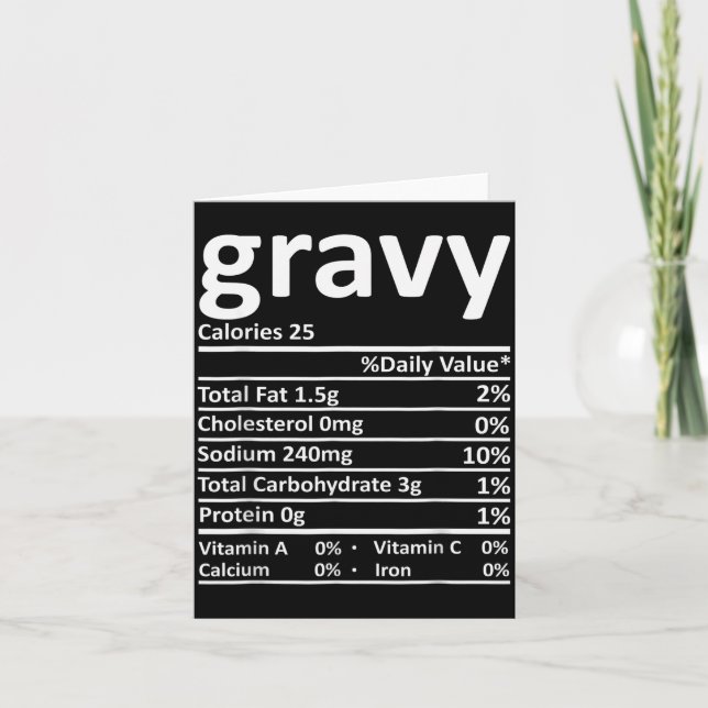 Tarjeta Gravy Nutrition Facts Funny Thanksgiving Christmas (Anverso)