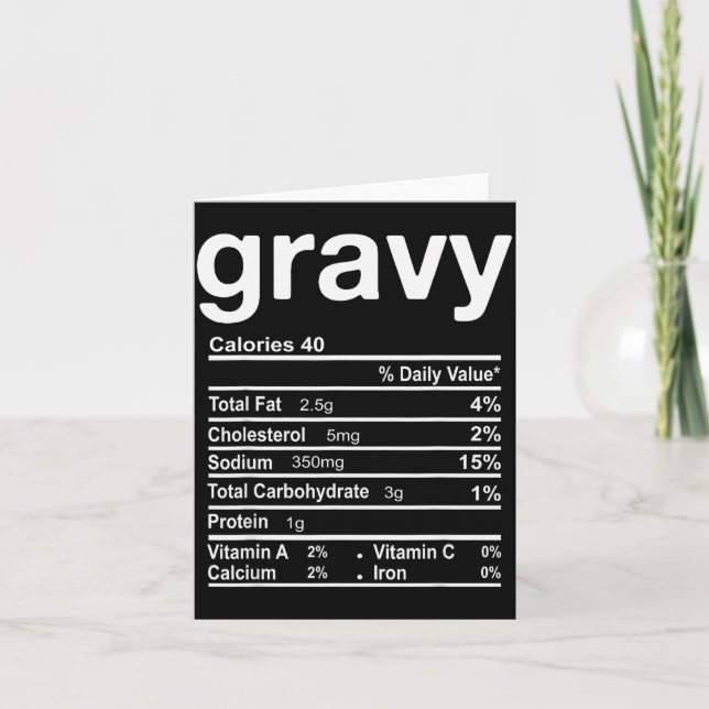 Tarjeta Gravy Nutrition Facts Funny Thanksgiving Christmas (Anverso)