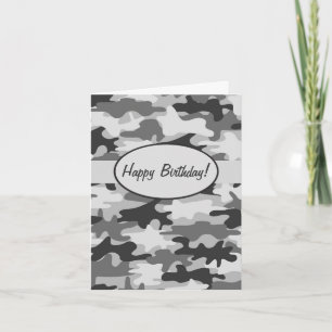 Tarjeta Gray Camo Camouflage Feliz cumpleaños Personalizad