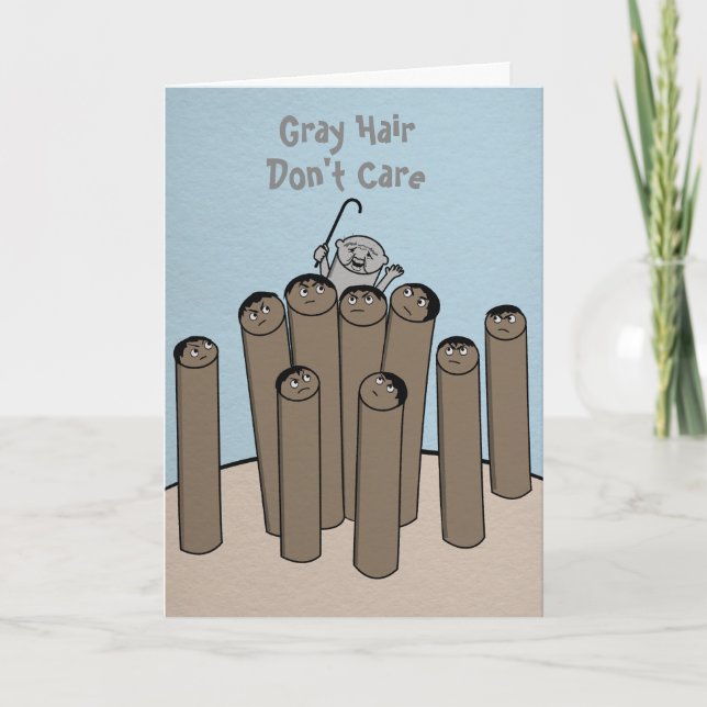 Tarjeta Gray Hair Funny Happy Birday Card (Anverso)