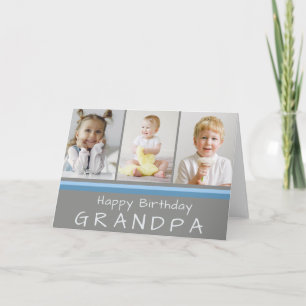 Tarjeta Gray Happy Birthday Grandpa Grandpa Collage de fot