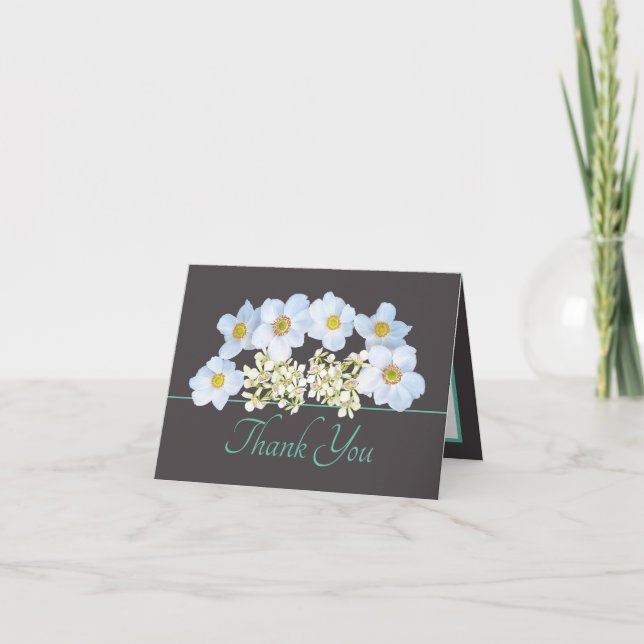 Tarjeta Gray Mint Moda Anemone Orchid Bouquet (Anverso)