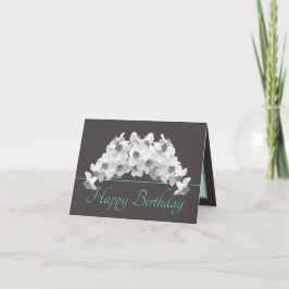 Tarjeta Gray Mint White Daffodils Bouquet Feliz cumpleaños
