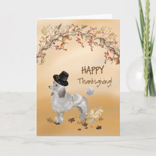 Tarjeta Gray Poodle Funny Pilgrim Gorra Acción de Gracias