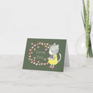 Tarjeta Gray Tabby Kitty Cat lindo gato amor tu aniversari