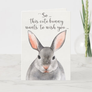 Tarjeta Gray Watercolor Conejo Conejo Feliz Cumpleaños Tar