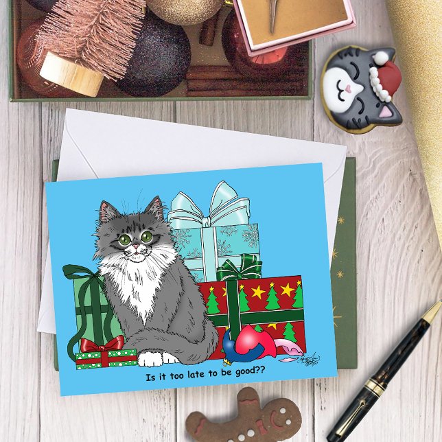 Tarjeta Gray White Navidades Kitten (Subido por el creador)