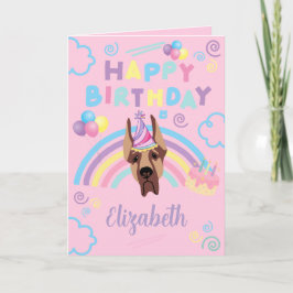 Tarjeta Great Dane Birthday Card in Pink