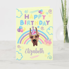 Tarjeta Great Dane Birthday Card in Yellow