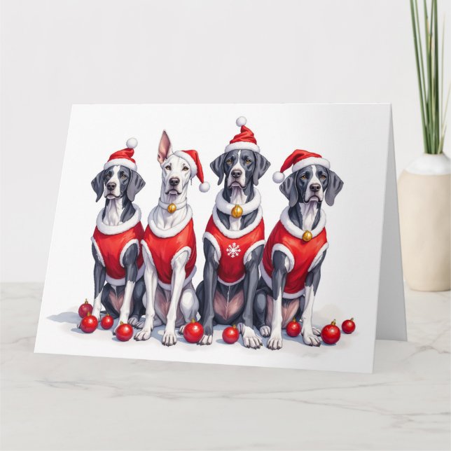 Tarjeta Great Dane Christmas Dress Santa Hat (Anverso)