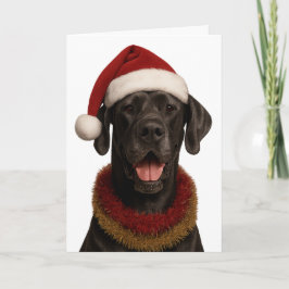 Tarjeta Great Dane in a Santa hat Christmas card
