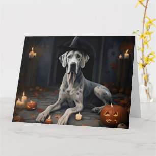 Tarjeta Great Dane Pumpkins Halloween Scary Flip