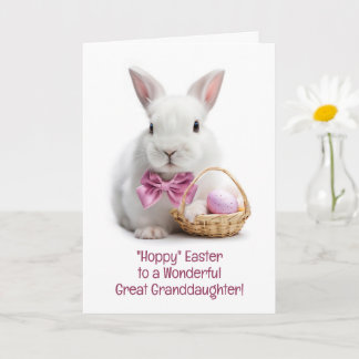 Tarjeta Great Granddaughter Happy Easter Cute White Bunny
